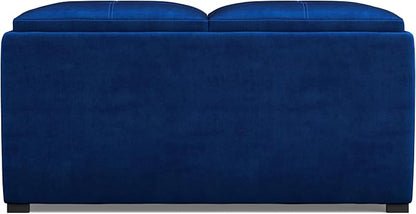 SIMPLIHOME Avalon Wide Contemporary Square Coffee Table Storage Ottoman, Blue, Table Ottoman