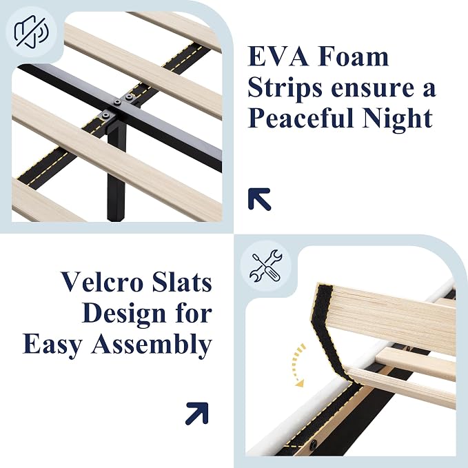 Allewie Full Size Platform Bed Frame with Charging Station & Storage Headboard, Upholstered Velvet Wingback Design & USB Port, Strong Wooden Slats Support, No Box Spring Needed, Easy Assembly, White