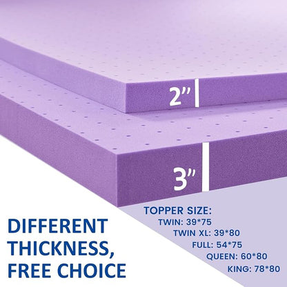 SINWEEK 3 Inch Gel Memory Foam Mattress Topper Ventilated Soft Pressure Relieve Mattress Pad, Breathable Bed Topper, CertiPUR-US Certified, Twin Size