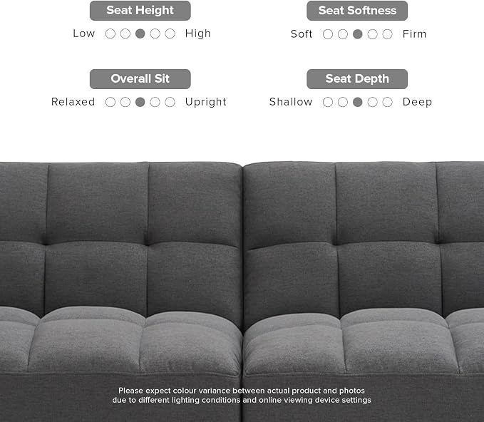 mopio Aaron 76.8" Couch, Small Futon Sofa Bed, Sleeper, Loveseat, Mid Century Modern Futon Couch, Sofa Cama, Couches for Living Room, Bedroom (Dark Grey Fabric)