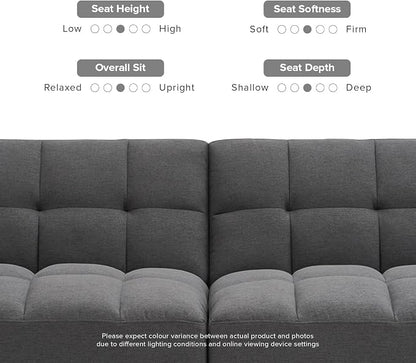 mopio Aaron 76.8" Couch, Small Futon Sofa Bed, Sleeper, Loveseat, Mid Century Modern Futon Couch, Sofa Cama, Couches for Living Room, Bedroom (Dark Grey Fabric)