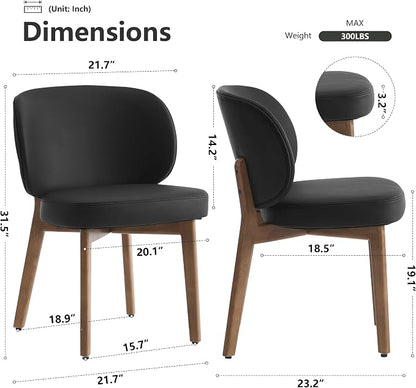 YOUNIKE Dining Chairs Set of 4 Modern Kitchen Dining Room Chairs Black | Faux Leather Upholstered Armless Side Accent Chair with Back Wide Padded Seat Wooden Leg, Soft, Waterproof, Comfortable