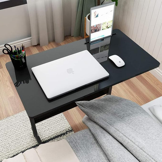 SDHYL Side Table Living Room, 31.5 inches Laptop Desk, Adjustable Work Stand Mobile Side Desk, Portable Workstation Student Desk Small Snack Table, Black