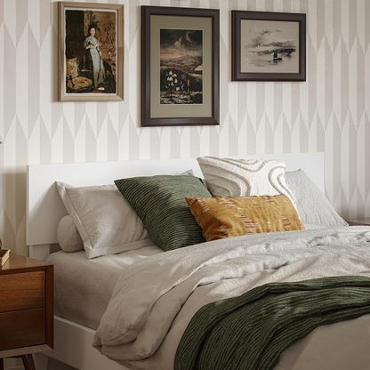 AFI, Orlando Full Adjustable Modern Solid Wood Panel Headboard, White