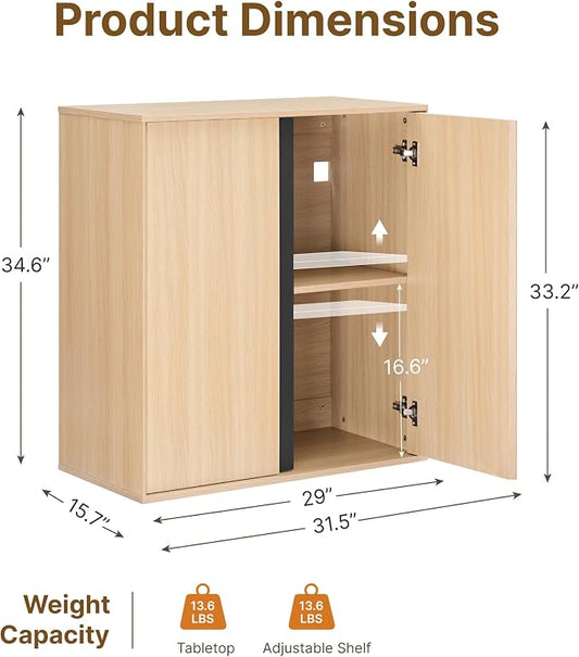 KISLOT 31.5" Sideboard Buffet Cabinet with Storage Modular Accent Display Kitchen Storage Cabinet Wood Coffee Bar Console for Living Room, Hallway, Kitchen, Dining Room,Natural Oak