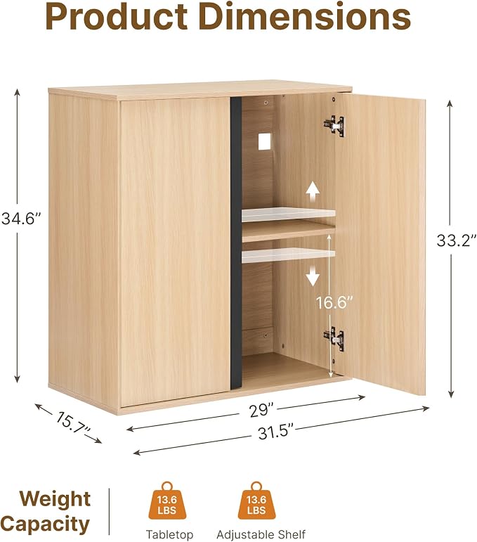 KISLOT 63" Sideboard Buffet Cabinet with Storage Modular Accent Display Kitchen Storage Cabinet Wood Coffee Bar Console for Living Room, Hallway, Kitchen, Dining Room,Natural Oak