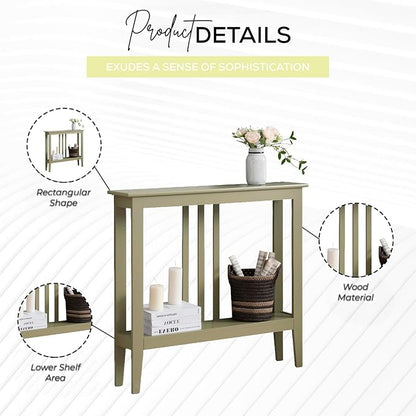 Kings Brand Narrow Console Table w/Storage Shelf, Lemon Pepper | Narrow Console Table with Storage Shelf – Slim Design Fits Entryways, Hallways, Behind Sofas, Shelf Décor, Books, Essentials