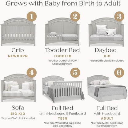 Delta Children Perry 6-in-1 Convertible Crib - Greenguard Gold Certified, Moonstruck Grey