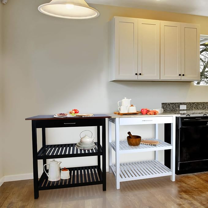 Kitchen Island with Solid Wood Top