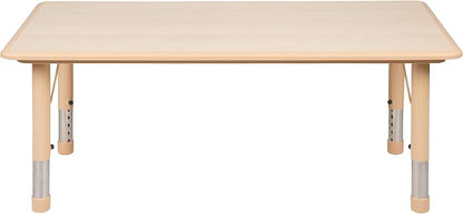 EMMA + OLIVER Adjustable Kids Activity Table for Home Use, Height-Adjustable Classroom Table for Kids, 23.625" W x 47.25" D x 14.5-23.5" H, Natural