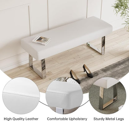 JIEXI Bedroom Bench Bed end upholstered Bench Indoor Corner Small Bench, with Metal Legs, for entryway Dining Room Kitchen and Living Room, Plant Bench, Footstool