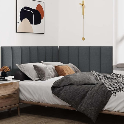 IFNOW Upholstered Wall Mounted Headboard, 3D Soundproof Wall Panels Peel and Stick for King Size, Reusable and Removable Tufted Bed Headboard in Black (12 Panels, 10" x 24")