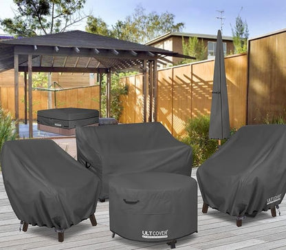 ULTCOVER Patio Fire Pit Table Cover Round 36 inch Outdoor Waterproof Fire Bowl Cover, Black