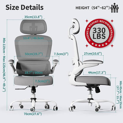 TRALT Office Chair Ergonomic Desk Chair, 330 LBS Home Mesh Office Desk Chairs with Wheels, Comfortable Gaming Chairs White Pack of 7