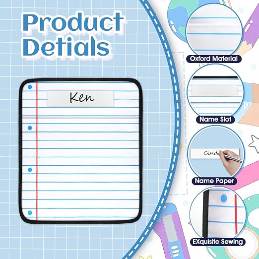 24Pcs Classroom Seat Back Organizer, 17 * 19 Inch Chair Pockets with Name Tag, Back to School Classroom Chair Hanging Bag Seat Sacks Suitable for Families Kindergartens and Primary School Classrooms