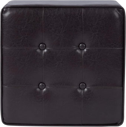 HomePop 18" Classic Square Storage Ottoman - Brown