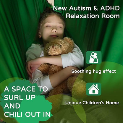 Sensory Swing for Kids Indoor & Outdoor Double Layer Therapy Cuddle Hammock Chair with 360 Swivel Hanger Kit Adjustable Swing for Child and Adult with Aspergers Autism ADHD (Aurora Green)
