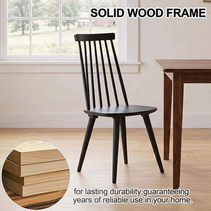DUHOME Dining Chairs Set of 2 Wood Dining Room Chair Black Spindle Side Kitchen Room Country Farmhouse Chairs Black