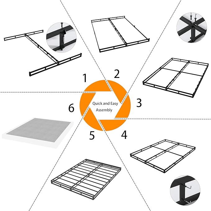 DORITRON Low Profile King Box Spring 4 Inch, 3000lbs Heavy Duty King Size Box Spring Bed Base Metal Mattress Foundation, Easy Assembly, Noise Free