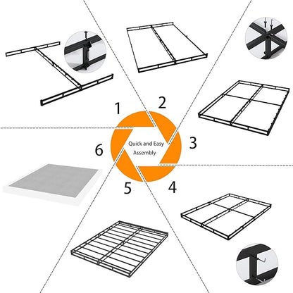 DORITRON Low Profile King Box Spring 4 Inch, 3000lbs Heavy Duty King Size Box Spring Bed Base Metal Mattress Foundation, Easy Assembly, Noise Free