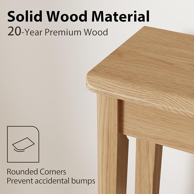 AQIMUELE Wood Console Table with Drawers, Walnut