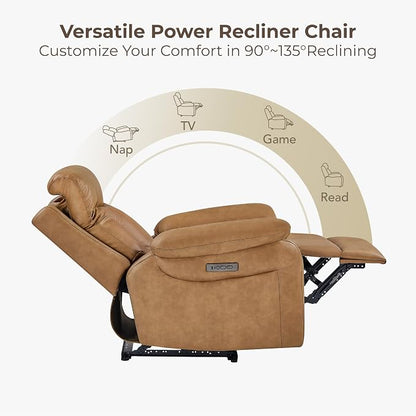 KISLOT Power Recliner Chair Set of 2, Wall Hugger Recliner with Adjustable Headrest and Footrest Dual Motor Electric Faux Leather Reclining Sofa with USB/Type-C Charging for RV Living Room Bedroom