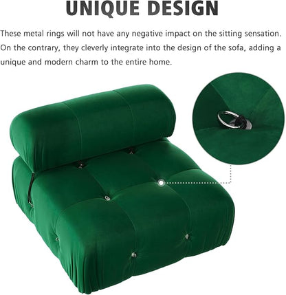 Modular Sectional Sofa, Velvet Couch, Middle seat, Green
