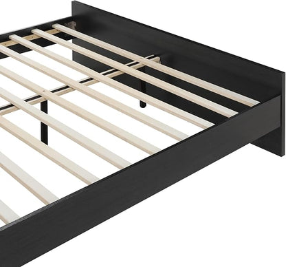 KISLOT 3 Pieces Bedroom Set, Wood Bed Frame with Upholstered Headboard & 2 Nightstands with Storage, Wooden Platform Mattress Foundation Farmhouse Bedroom Furniture Set