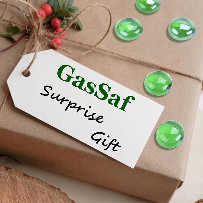 GasSaf Blue Fire Glass Beads for Outdoor Fire Pit, Fireplace, Replaces Existing Gas Logs & Lava Rocks, 3/4 Inch Glass(20 Pound)(Light Green)