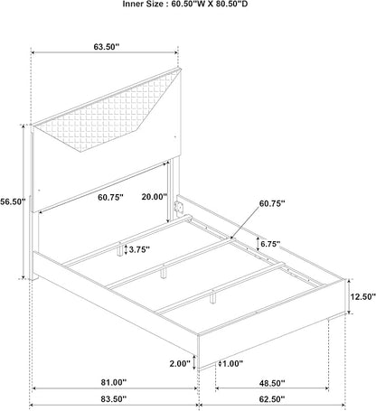 Coaster Home Furnishings Ives Contemporary 5-Piece Bedroom Set Queen Size LED Panel Bed Frame 57-inch Headboard White High Gloss 224941Q-S5