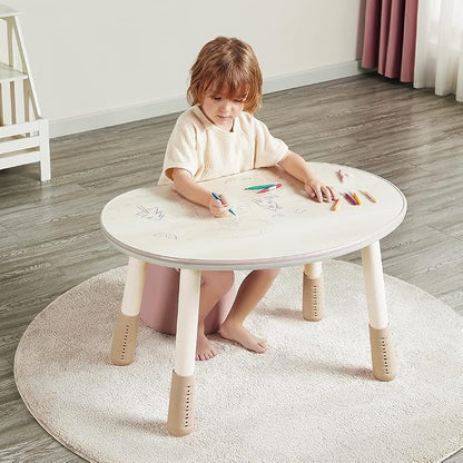 Children's Table, Height Adjustable Kids Play Table, Graffiti-Ready Kids Art Table. Suitable for Home & Kindergarten, Brown