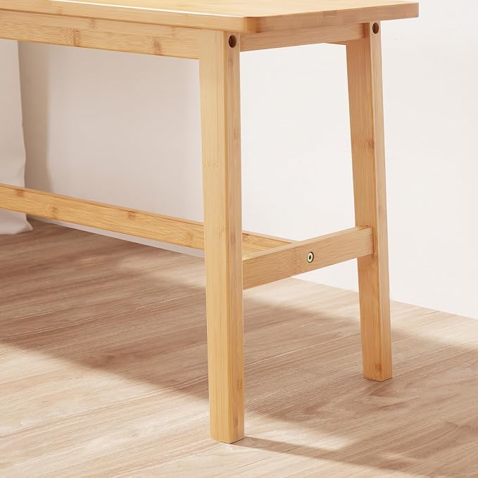 HOOBRO 39.3'' Bamboo Dining Bench, Farmhouse Table Bench, Kitchen & Living Room Furniture, Easy to Assemble, Sturdy and Stable, Natural YL03CD01G2