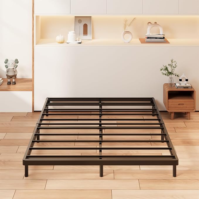 Yicensen 1.6 Inch Bunkie Board Queen Heavy Duty Low Profile Metal Queen Box Spring Bed Base Sturdy Mattress Foundation, Easy Assembly, Noise Free, Black