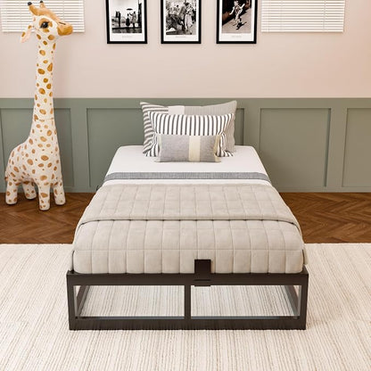 Bilily 10 Inch Twin XL Bed Frame with Steel Slat Support,Low Profile King Metal Platform Bed Frame Support Mattress Foundation,Heavy Duty,No Box Spring Needed,Easy Assembly,Noise Free
