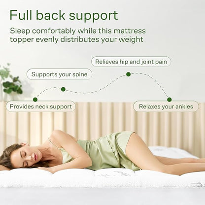 Niagara Sleep Solution Ultra Soft King Size Mattress Topper - Rayon Derived from Bamboo Pillow Top Mattress Pad for Back Pain Relief - Naturally Cooling for Hot Sleepers, White