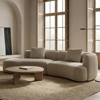 Acanva Formia Boucle Curved Sectional Couch for Living Room | Modular Sofa, Modern Minimalist, Wood Frame, For Apartment, Home Office