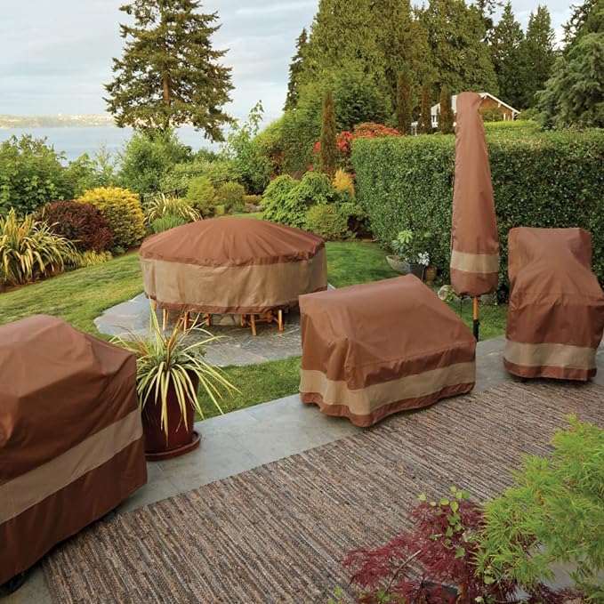DUCKCOVERS UFPR5024 Ultimate Waterproof Round Fire Pit Cover, 48"DIA x 24"H, Mocha Cappuccino, Patio Furniture Covers