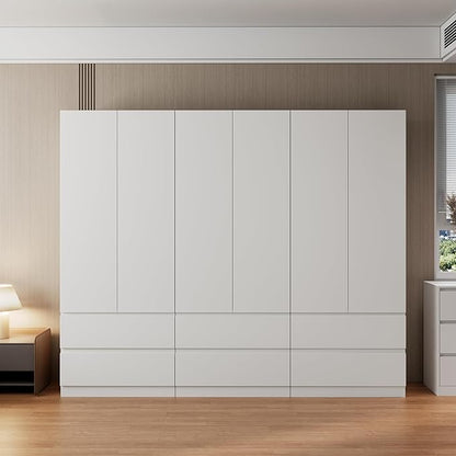 Mekminop White Armoire Wardrobe Closet with Large Capacity, 78.74" Tall Bedroom Armoire, Wooden Wardrobe Cabinet with 2 Drawers, Storage Shelves and Hanging Rod (3)