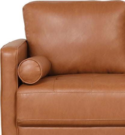 Studio Living® Lexington 75.6" Sofa, Mid-Century Modern, Pocket Coil Comfort, Easy Assembly, Vegan Leather, Carmel