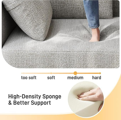 Curved Modern Couch Sofa,Boneless Couch， Modern 3 Seater Cloud Couch,Deep Seat