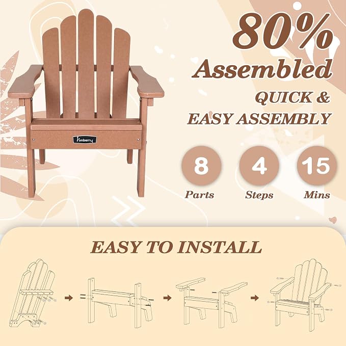 Kids Outdoor Chair, Kids Adirondack Chairs Set of 2, Toddler Outdoor Chair | CPC Certified, HDPE All Weather, Easy Assembly, Ergonomic Design, Fade Shield, Easy-Clean for Patio, Garden, Backyard, Beach