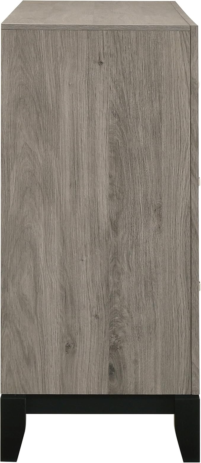 Coaster Home Furnishings - Valen - Wood - 6-Drawer Dresser with Curved Pull Handles, Groove Detailing, and Nickel Hardware - Bedroom - Light Taupe - 215913