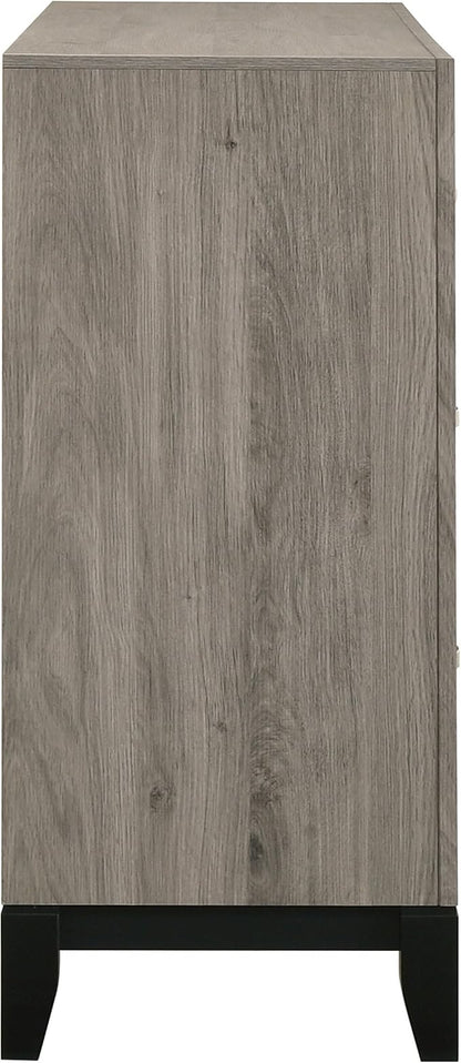 Coaster Home Furnishings - Valen - Wood - 6-Drawer Dresser with Curved Pull Handles, Groove Detailing, and Nickel Hardware - Bedroom - Light Taupe - 215913