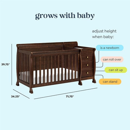 DaVinci Kalani 4-in-1 Convertible Baby Crib & Changing Table Combo - GREENGUARD Gold Certified - Toddler Bed, Daybed, Full-Size Bed Conversion - 4 Adjustable Mattress Heights - White | GREENGUARD Gold Certified, Converts to Toddler Bed, Daybed & Full-S...