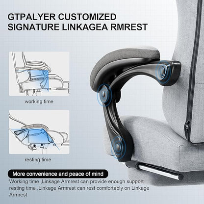 GTPLAYER Gaming Chair, Computer Office Chair with Pocket Spring Cushion, Linkage Armrests and Footrest, High Back Ergonomic Computer Chair with Lumbar Support Task Chair with Footrest
