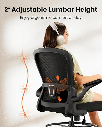 ErGear Drafting Chair, Standing Desk Chair with Flip-Up Armrests, High Desk Chair Adjustable Height, Ergonomic Tall Office Chair with Lumbar Support and Adjustable Footrest Ring,20 Pack