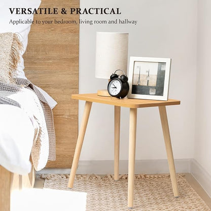 FORAOFUR Side Table, Modern Small End Table, Wood Nightstand for Living Room, Bedroom and Balcony, Rectangular Accent Table Home Decor, Easy Assembly, Natural | Natural wood, modern rectangular, fits living/bedroom/balcony, compact, versatile, sturdy n...