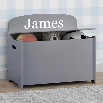Delta Children Personalized MySize Deluxe Toy Box, Grey