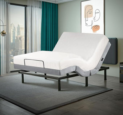 Irvine Home Collection Full Adjustable Bed with 8 Inch Gel Memory Foam Sleep System, Massage, Zero Gravity, Anti-Snore, Programmable Memory Positions, USB, Underbed Lighting, Zero Clearance