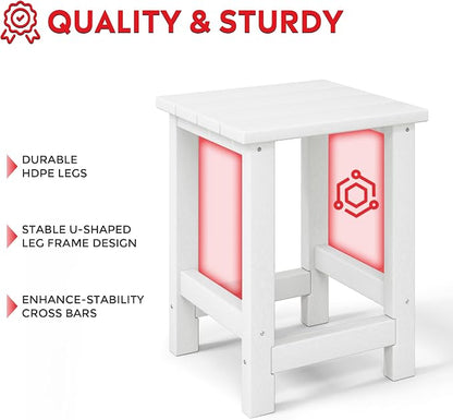 Costaelm Paradise Kids 3-Piece Outdoor HDPE Plastic Square Side Table and Rocking Chairs Set, White